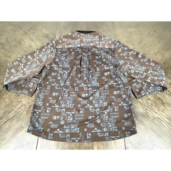 KAVU Men Narwhal Shirt L All Over Print Long Sleeve Button Up Mountain Scene - Picture 11 of 11